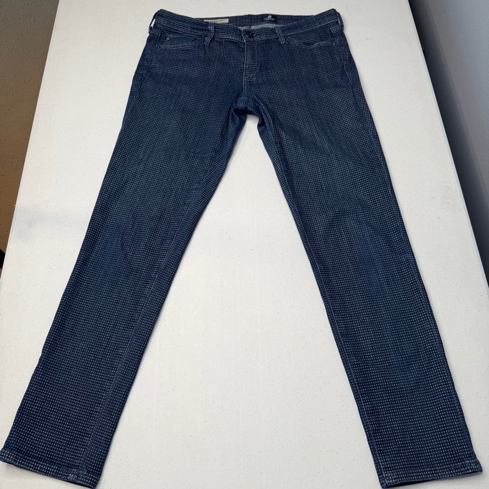 AG Adriano Goldschmied Dark Blue Whit Micro-Dot Skinny Jeans